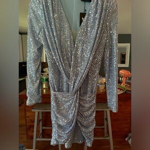 Full Sequence Powder Blue Short-Length dress. WILL DRY CLEAN!